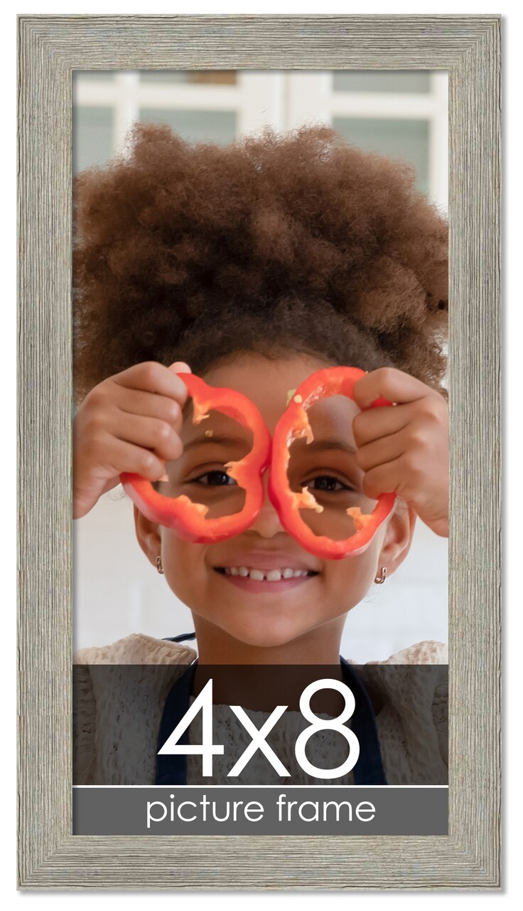 4x8 Wide Barnwood Picture Frame with UV-Resistant Acrylic & Acid Free Backing, Available in 6 Paint Finishes - Grey, Brown, White, and Black